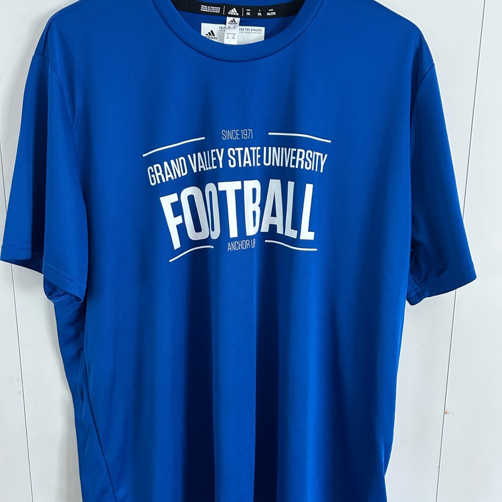 Grand Valley State Adidas Blue Short Sleeve Tee for Football Enthusiasts